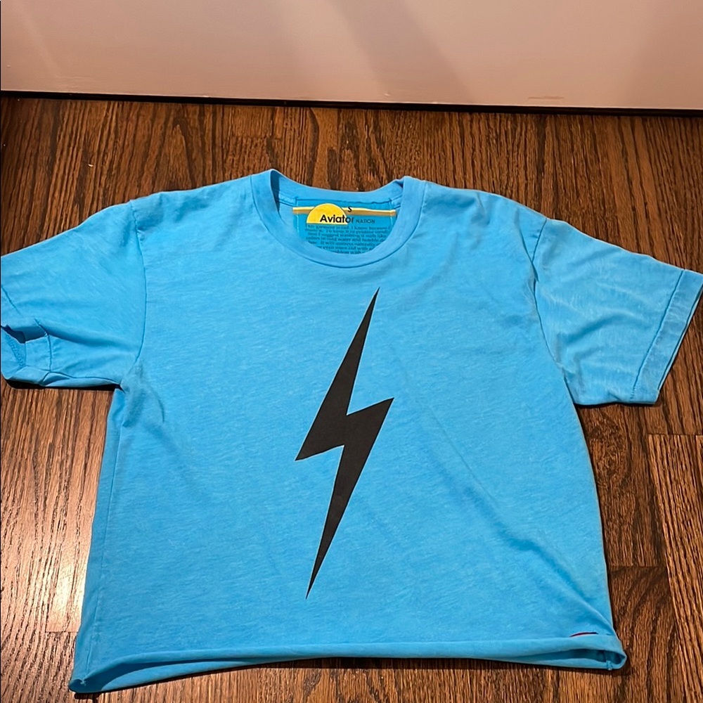 Aviator Nation Boyfriend Blue Lightning Bolt T-Shirt